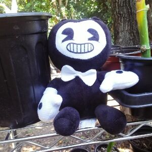 BENDY Smiling Black and White Stuffed Toy